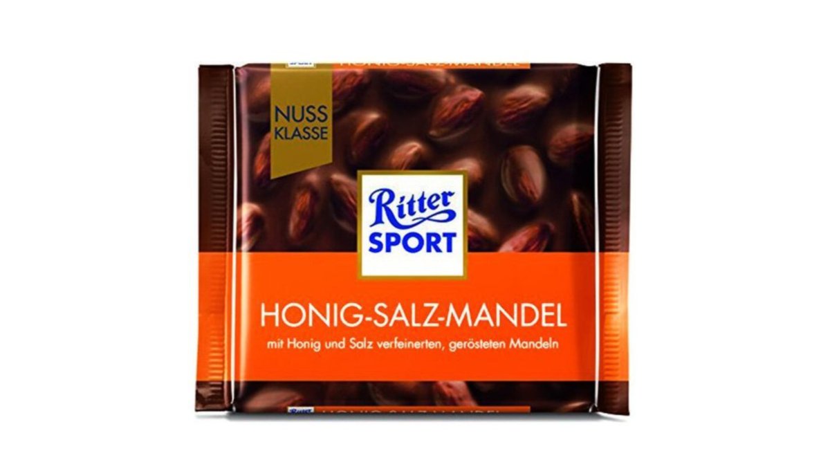 Ritter Sport Chocolate Milk Chocolate with Roasted, Salted Almonds and Honey Coating (100 g)