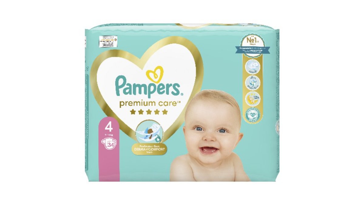 Pampers Diapers პრემიუმი 4 ზომა (34 pcs)