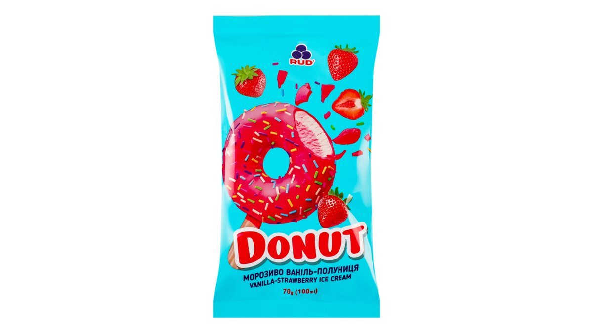 Rudy мороженое Donut with vanilla and strawberry (70 g)