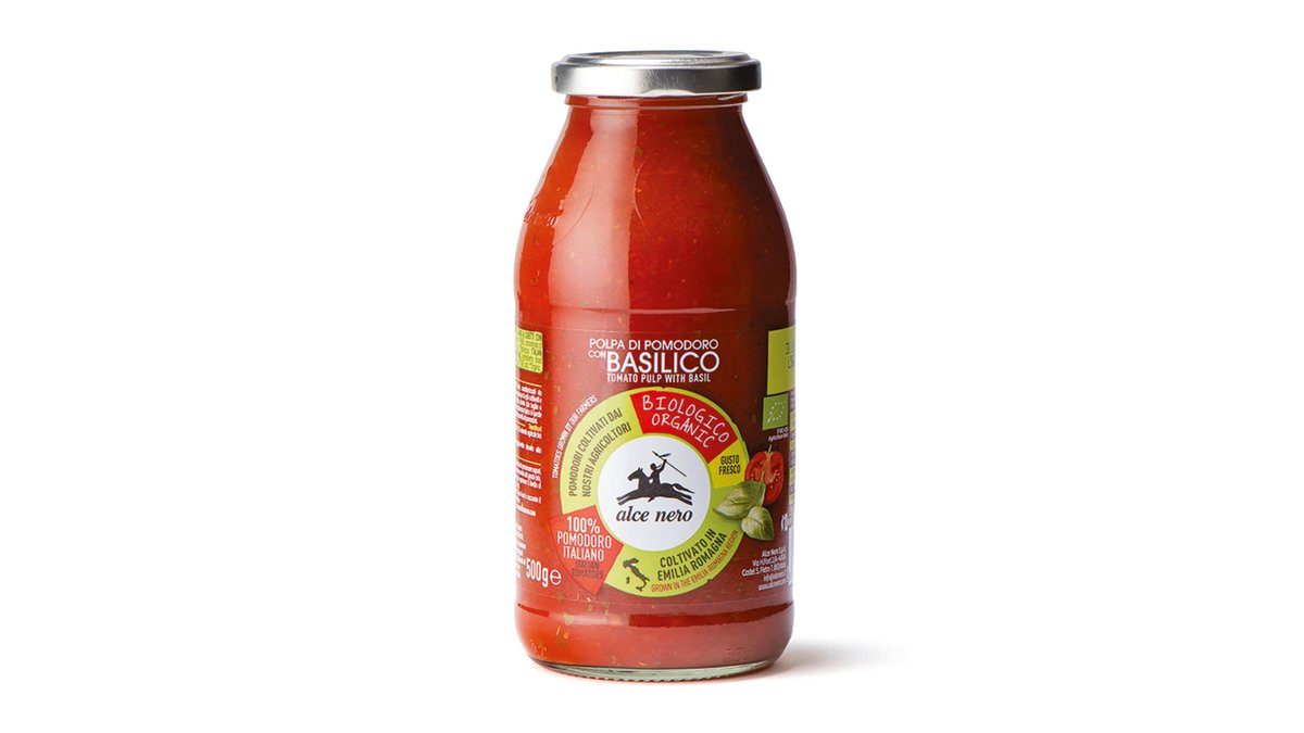 Alche Nero ტომატის სოუსი Organic, with tomato basil (500 g)