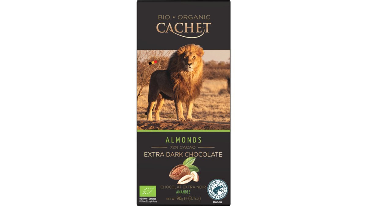 Cachet Шоколад Organic Belgian Dark Chocolate 72% with Almonds (90 g)