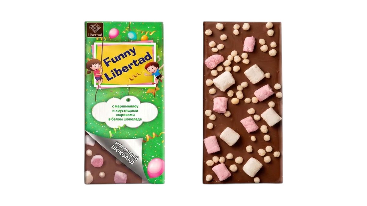 Funny Libertad Chocolate რძიანი მარშმელოუთი და ხრაშუნა თეთრი (80 g)