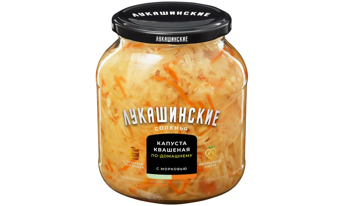 Lukashinskiye sauerkraut homemade cabbage with carrots (670 გ)