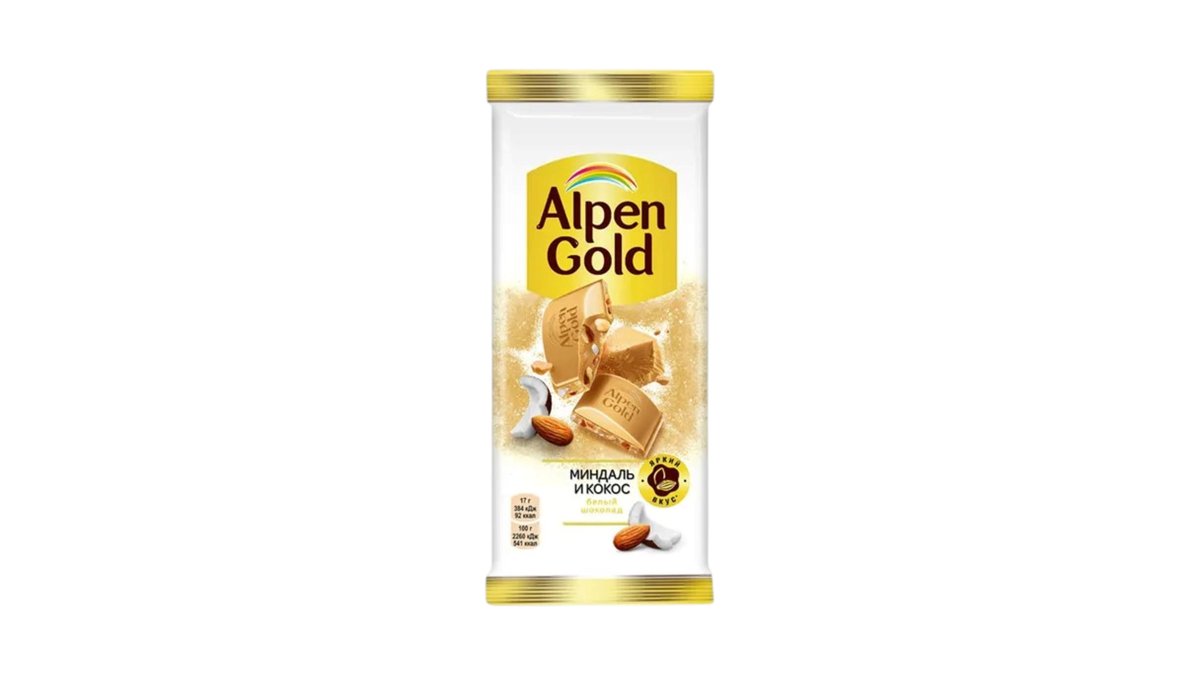 Alpen Gold Шоколад White Chocolate with Almonds and Coconut Flakes (80 g)
