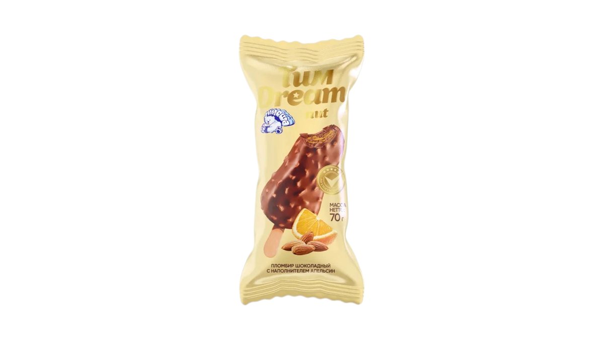 Tim Dream ice cream шоколадный пломбир с апельсином (70 გ)