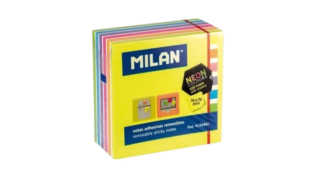 MILAN Sticky Notes super sticky, yellow-colored (400 pcs)