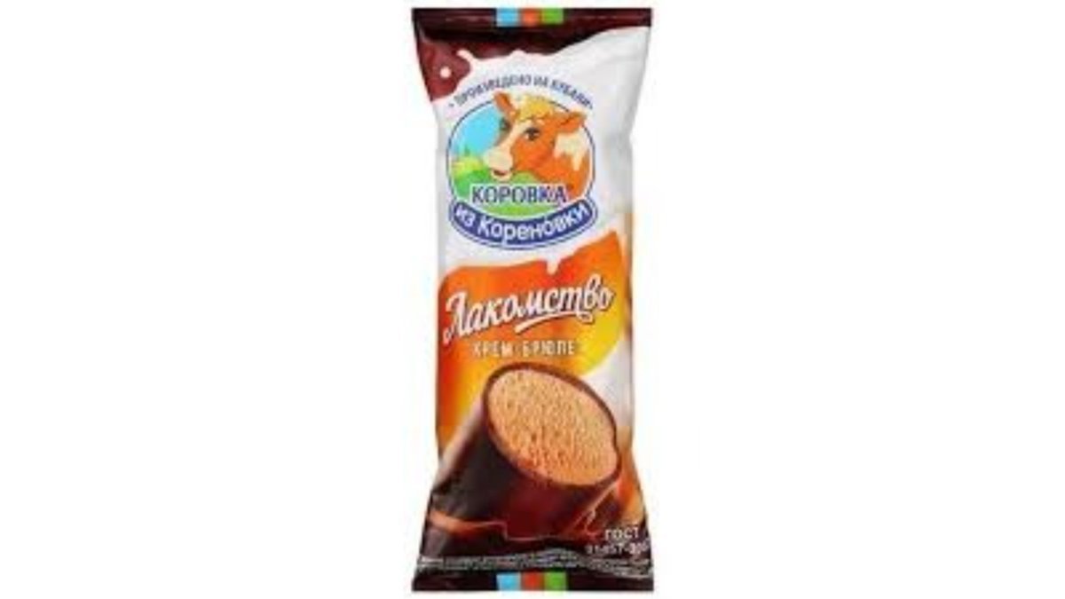კაროვკა мороженое plombir crebrule in chocolate cream glaze (90 g)