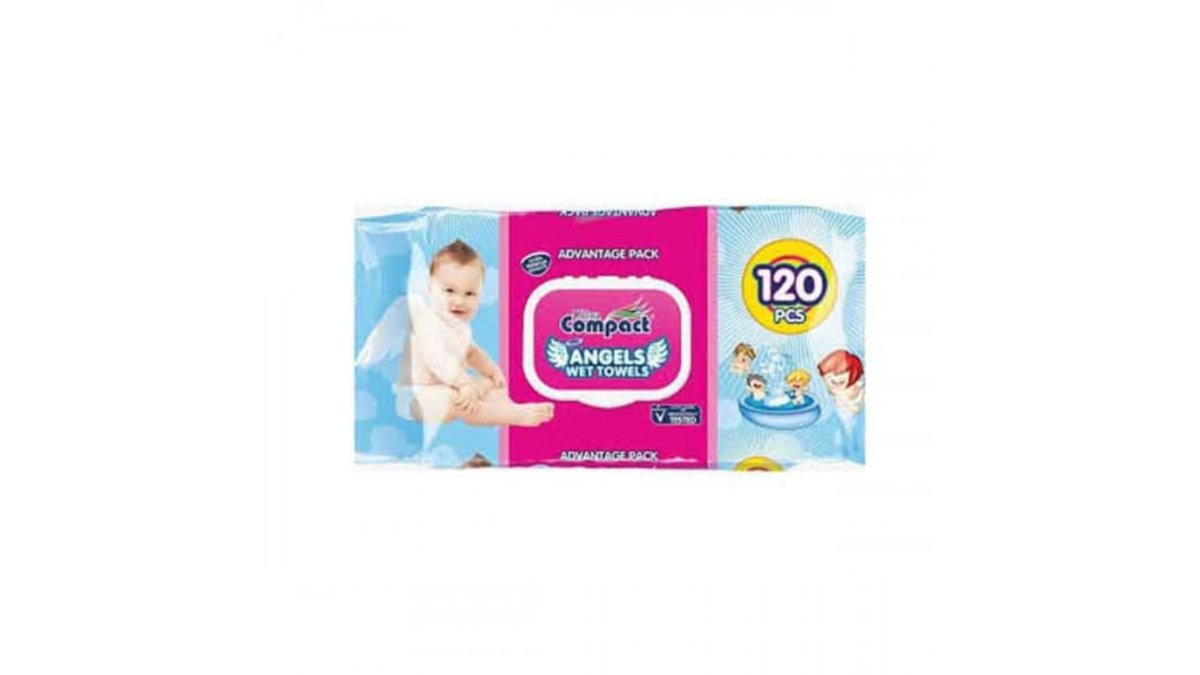 Compact Антибактериальные Влажные Салфетки Baby Swaddle Angels (120 pcs)