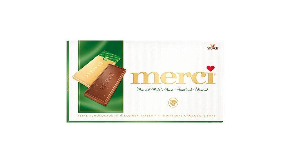 MERCI შოკოლადი milk chocolate with nuts and almonds (100 g)