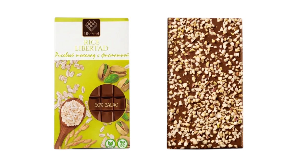 Rice Libertad შოკოლადი unsweetened rice 50% with pistachios (40 g)