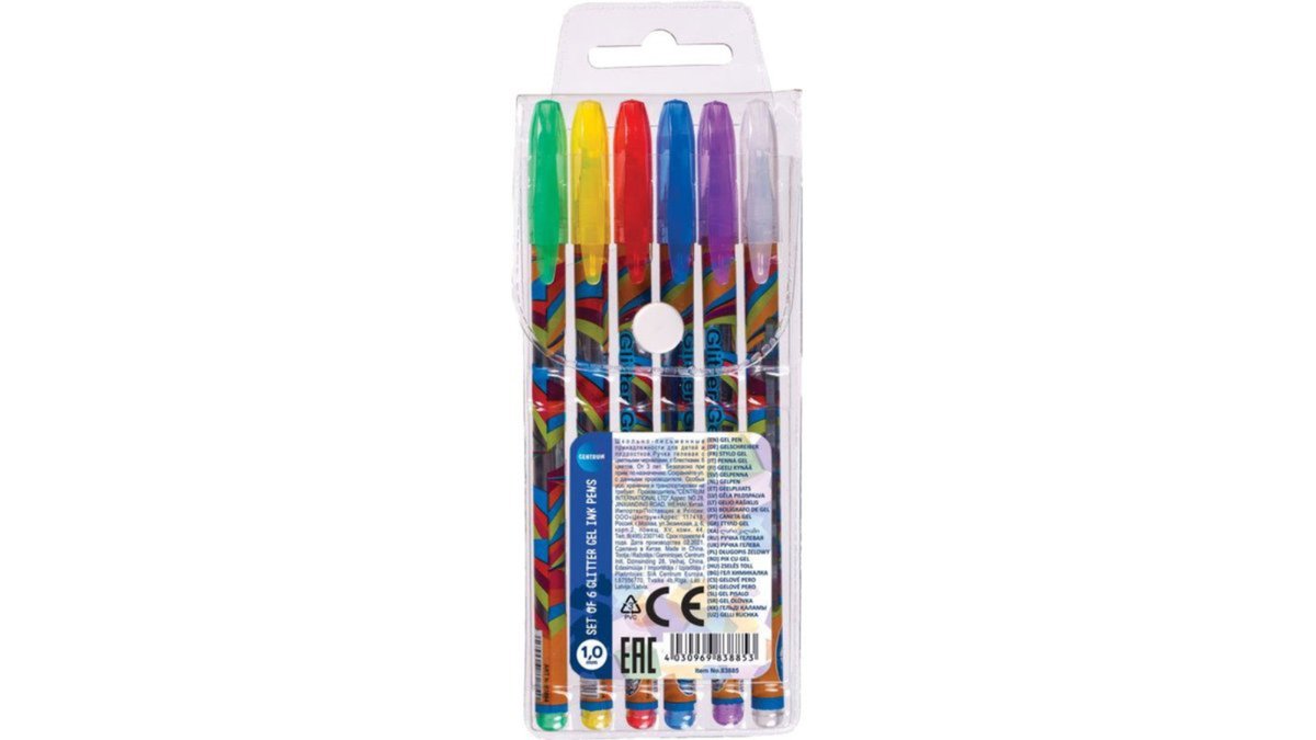Centrum marker colored gel pens with glitter (6 pcs)