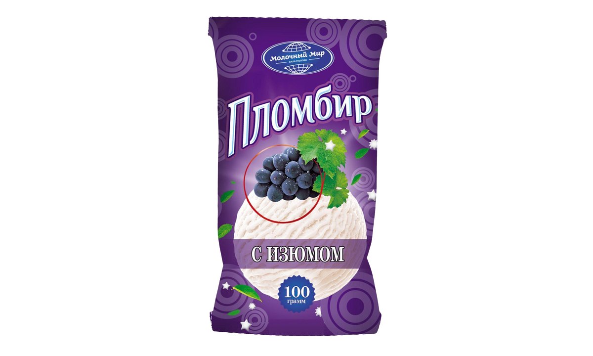მოლოჩნი მირ мороженое vanilla raisins (100 g)