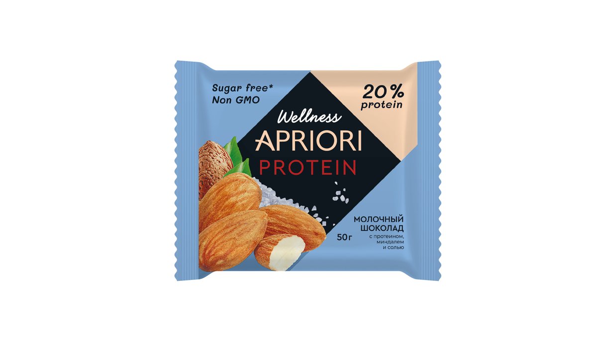 APRIORI Chocolate with milk protein, almonds and salt (50 g)