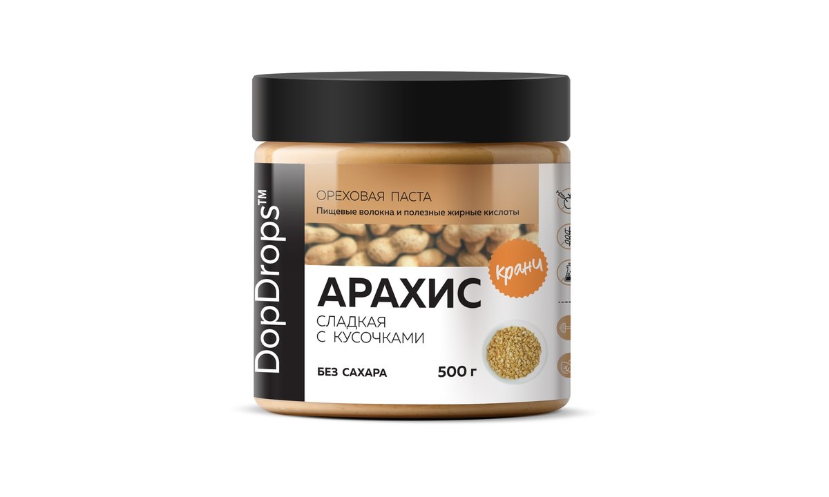 DopDrops spread Peanuts without additives Crunch sweet (500 g)
