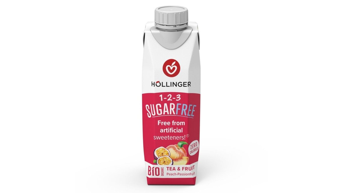 Hollinger წვენი Peach and Passion Fruit Sugar-free (0.3 l)