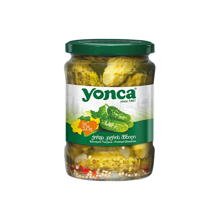 იონჯა Маринованные Огурцы მჟავე კიტრი ტკბი  ლ ცხარე (525 ml)