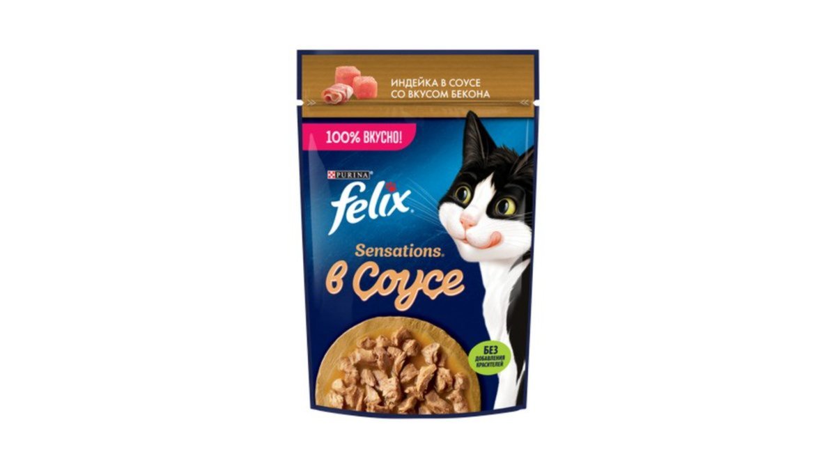 Felix ცხოველების საკვები ინდაური და ბეკონი (75 g)