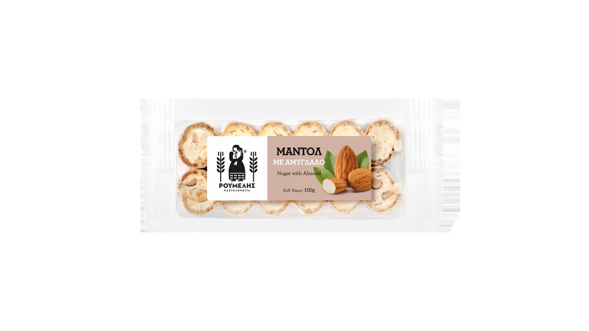 roumelis კანფეტი soft nougat with almonds and wafers (100 g)