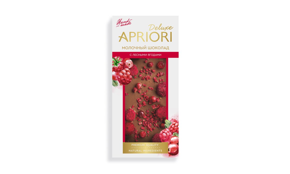 APRIORI შოკოლადი milk berry mix (85 გ)