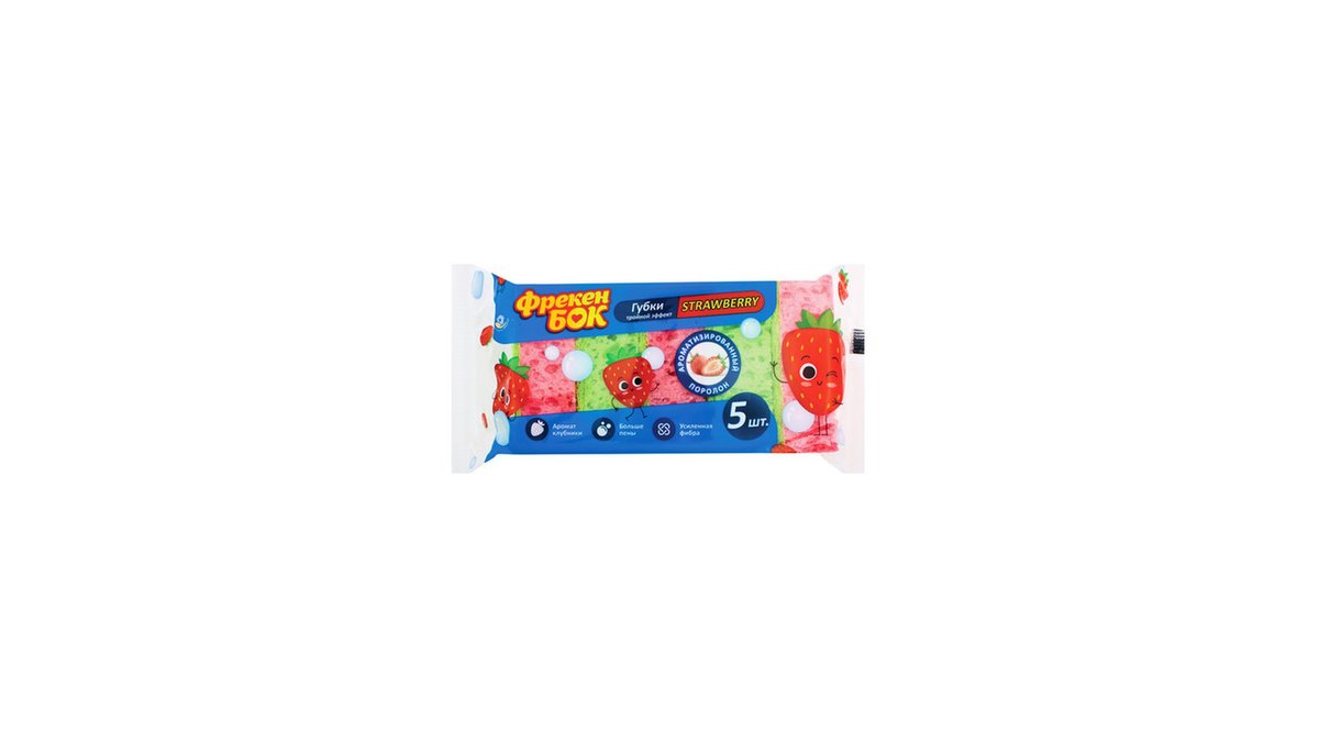 F.BOK ჭურჭლის სარეცხი სპონჯი strawberry (5 pcs)