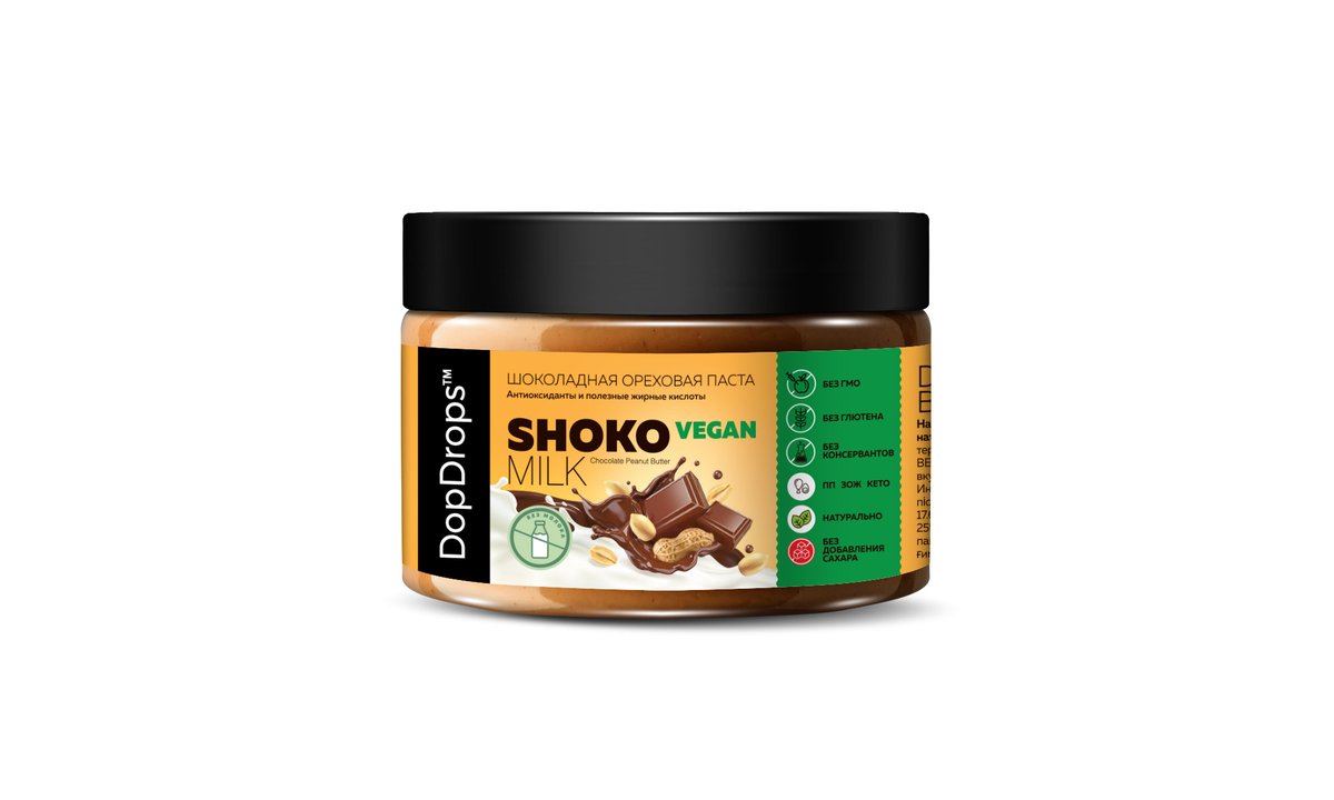 DopDrops არაქისის კარაქი Shoko Milk Vegan (250 g)