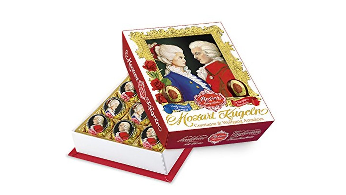 Reber კანფეტი Mozart con chocolate con leche y chocolate negro (240 gr)