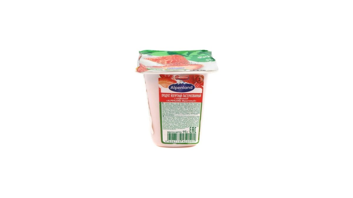 Alpenland იოგურტი Strawberry, Peach-Mango (95 g)