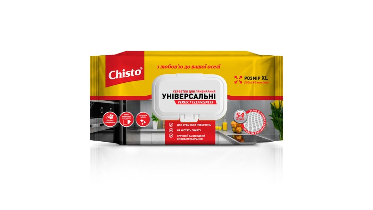 Chisto ანტიბაქტერიული ნესტიანი ხელსახოცი Universal Cleaner (54 pcs)