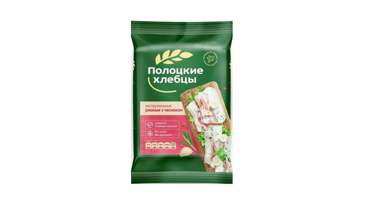 Polotskye ხრაშუნა პური rye-garlic (80 g)