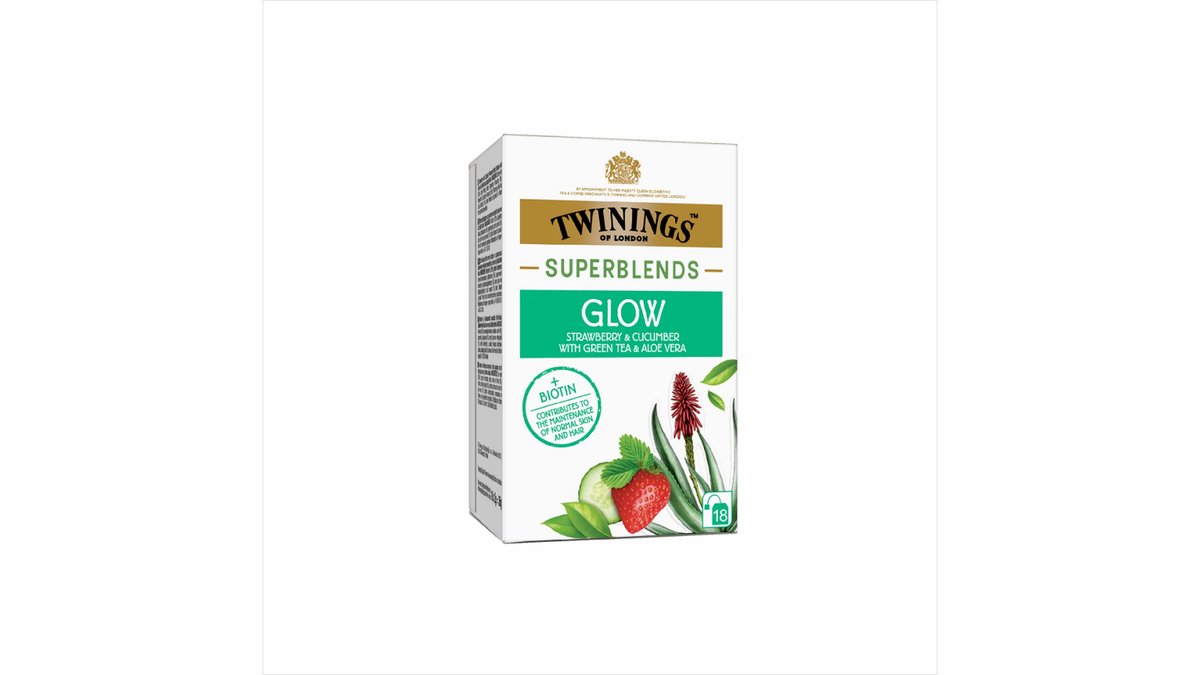 სუპერბლენდი ჩაი Glow Strawberry, Cucumber, Green Tea and Aloe Vera (18 pcs)