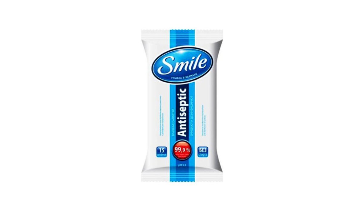 Smile Антибактериальные Влажные Салфетки Antibacterial Hand (15 pcs)
