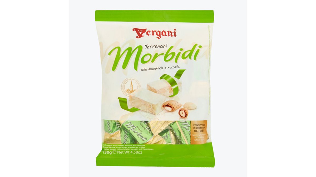 Vergani конфета soft nougat with almonds (130 გ)