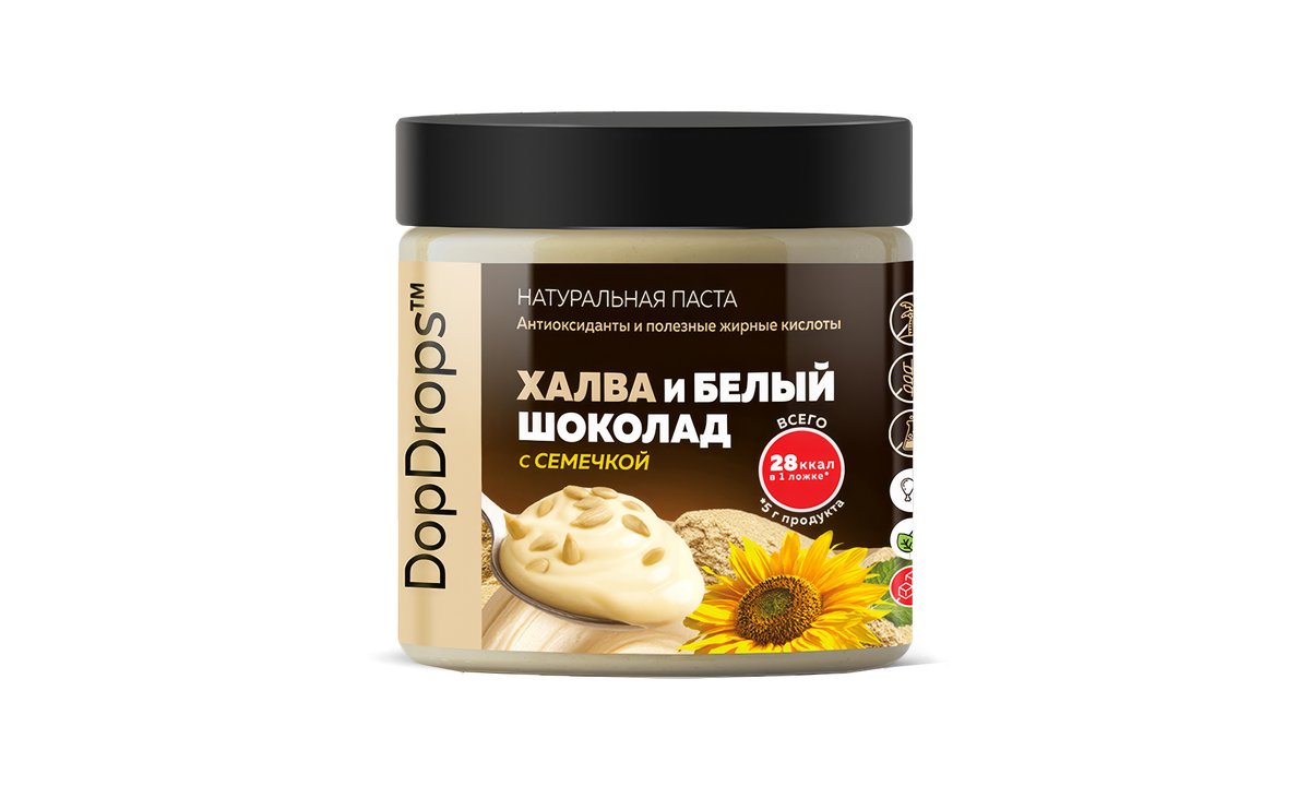 DopDrops Nut Paste halva and white chocolate with sunflower seeds (500 გ)