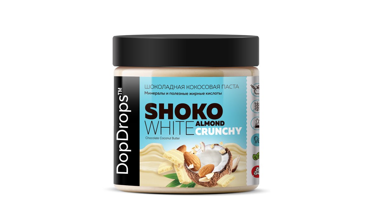 DopDrops სპრედი Shoko White Coconut Almont Butter Crunchy (500 გ)