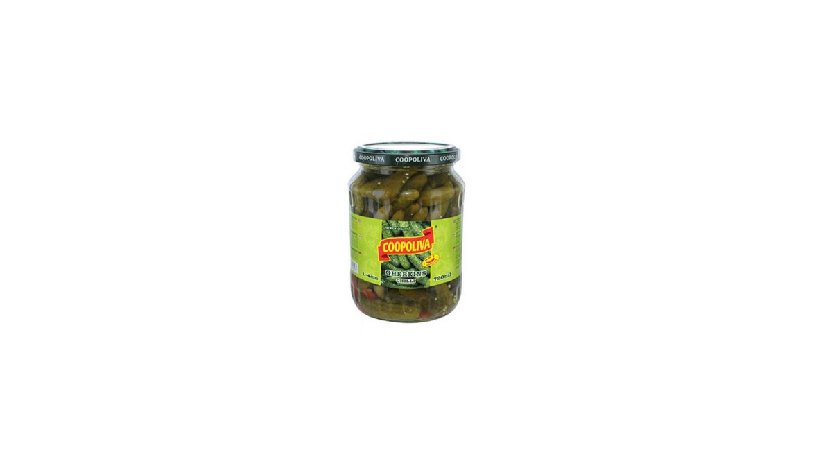 Kopoliva კონსერვირებული კიტრები Spicy (720 ml)