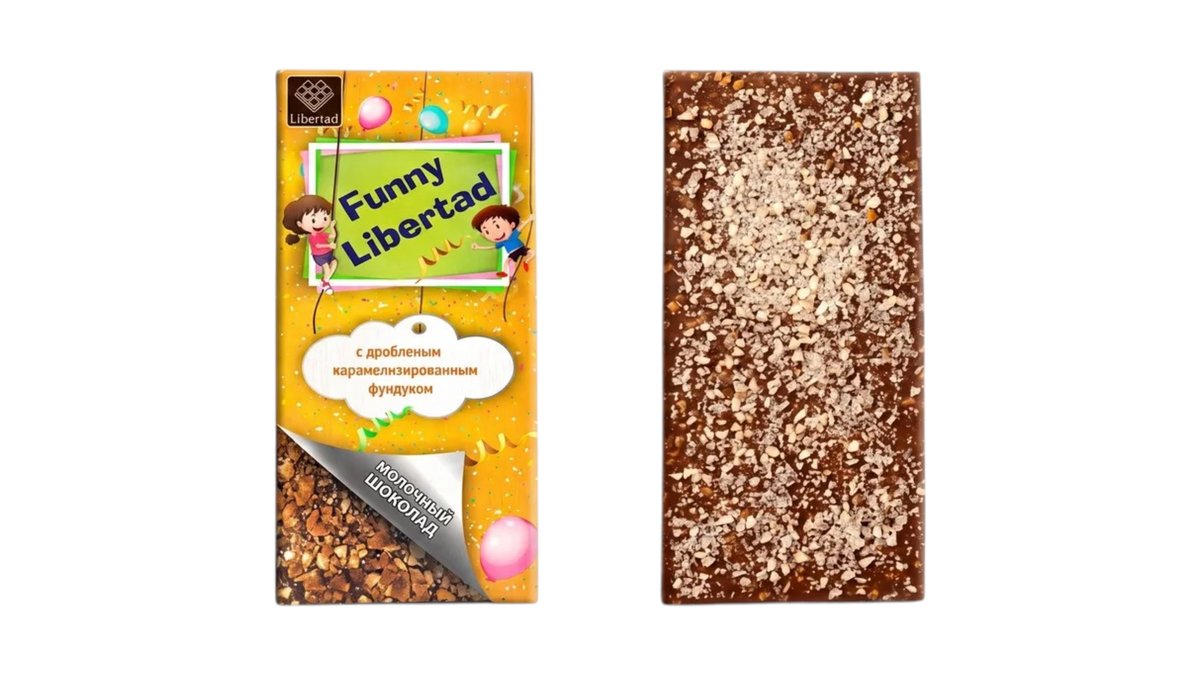 Funny Libertad Chocolate რძიანი კარამელიზირებული თხილით (80 g)