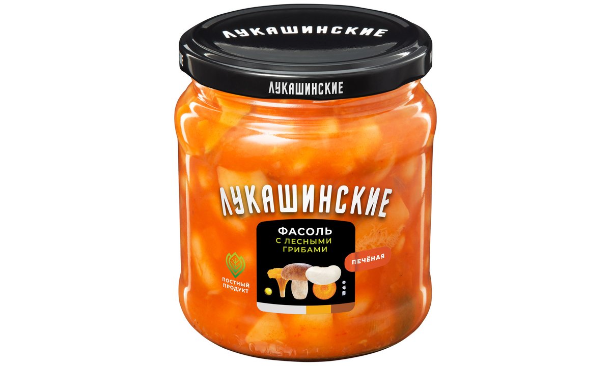 ლუკაშინსკიე კონსერვირებული ლობიო wild mushrooms (450 g)