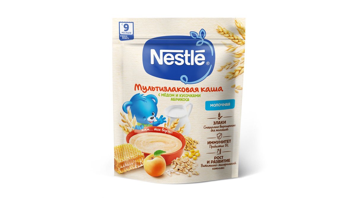 NESTLE ორგანული ბავშვების საკვები 5 Grains with Carob and Honey (200 g)