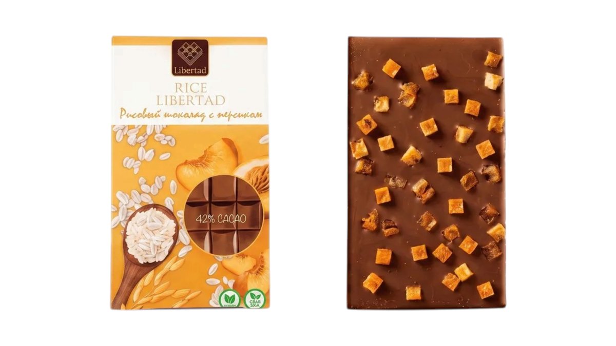 Rice Libertad Шоколад unsweetened rice 42% with peach (40 g)