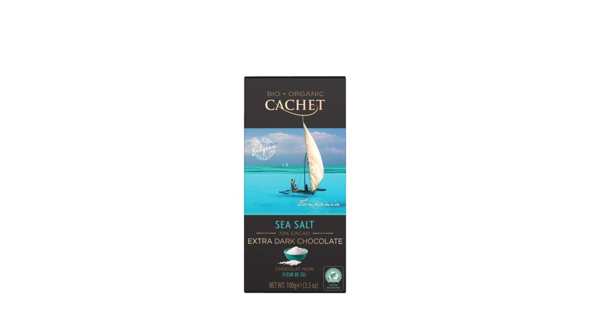 Cachet კანფეტი Organic Belgian Dark Chocolate 72% with Sea Salt (90 g)
