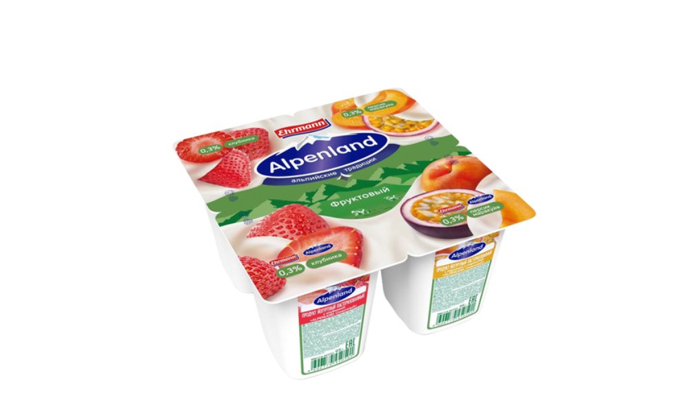 Alpenland Молочный десерт strawberry/peach (95 g)