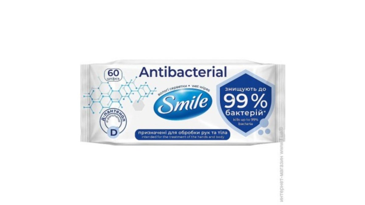 Smile Антибактериальные Влажные Салфетки Antibacterial Panthenol (60 pcs)
