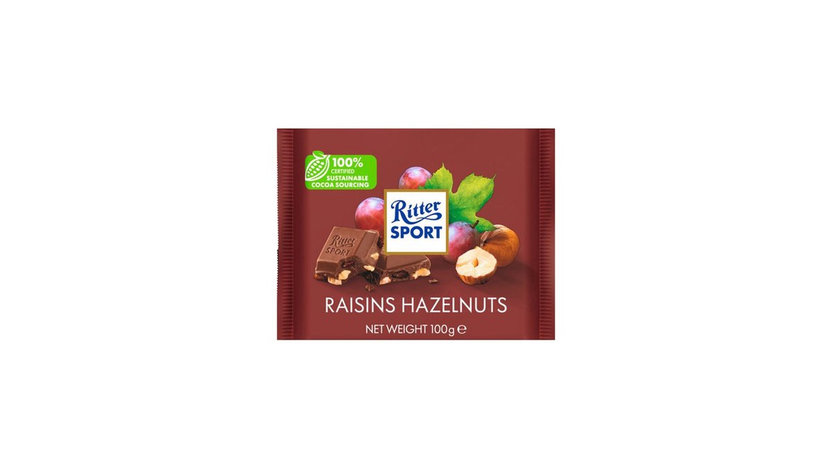 RITTER SPORT შოკოლადი with raisins and nuts (100 g)