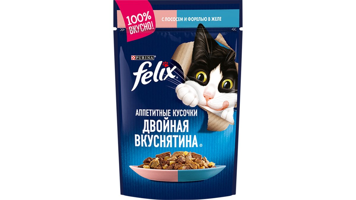 Felix ცხოველების საკვები Salmon & Trout (75 g)