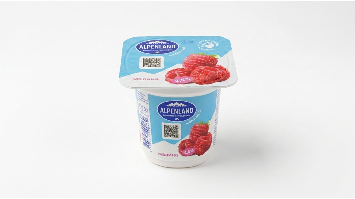 Alpenland იოგურტი Raspberry, Apple-Pear (95 g)
